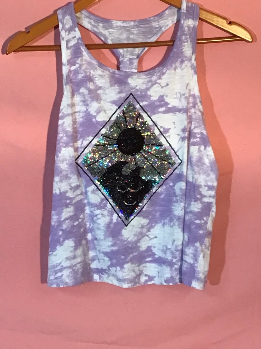 So Tank Top girl's  Purple & White with Reversible Sequin Design